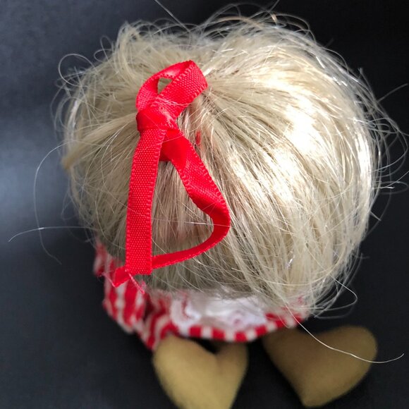 Doll Vintage Enesco Wind Up Moving Music Porcelain 7" Red Girl Shelf Sitter - Picture 6 of 8